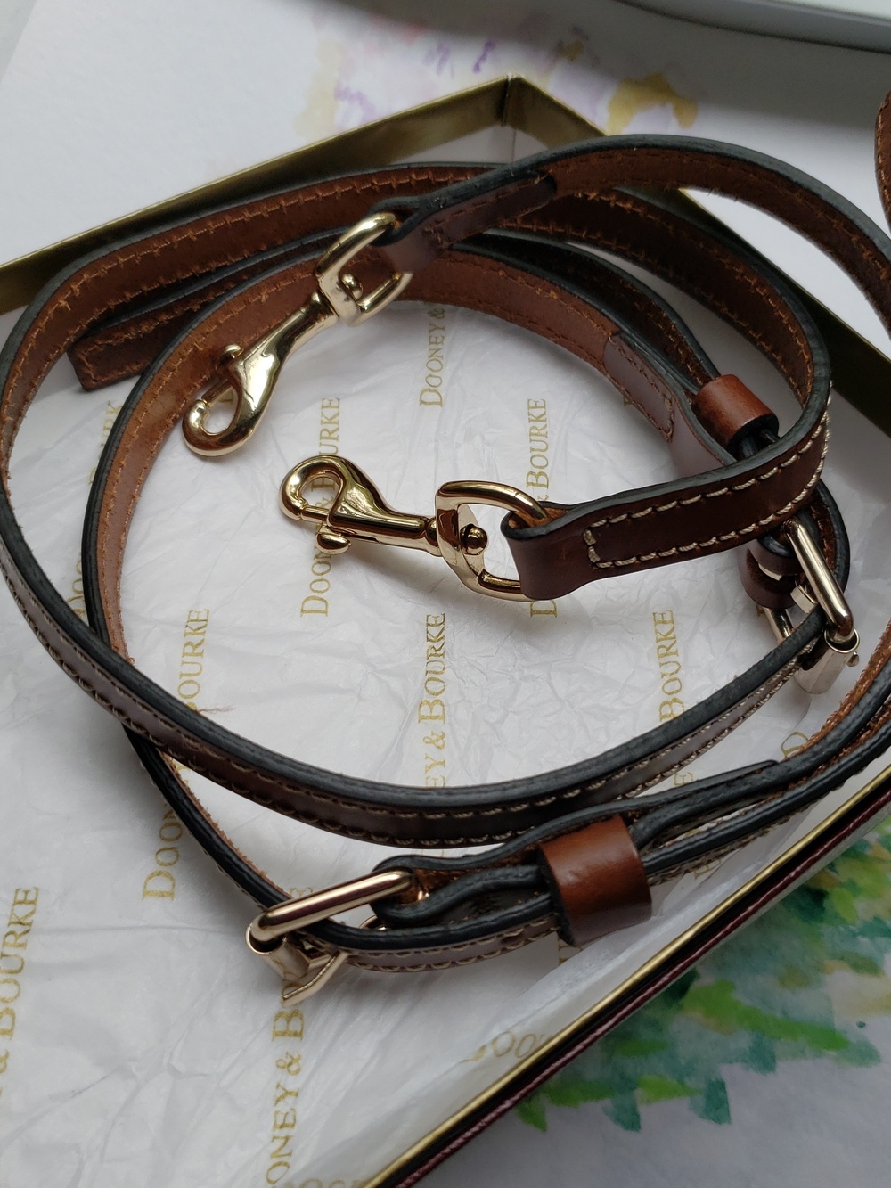 Dooney & Bourke Brown Leather Crossbody Strap with Gold Hardware - Picture 5 of 5